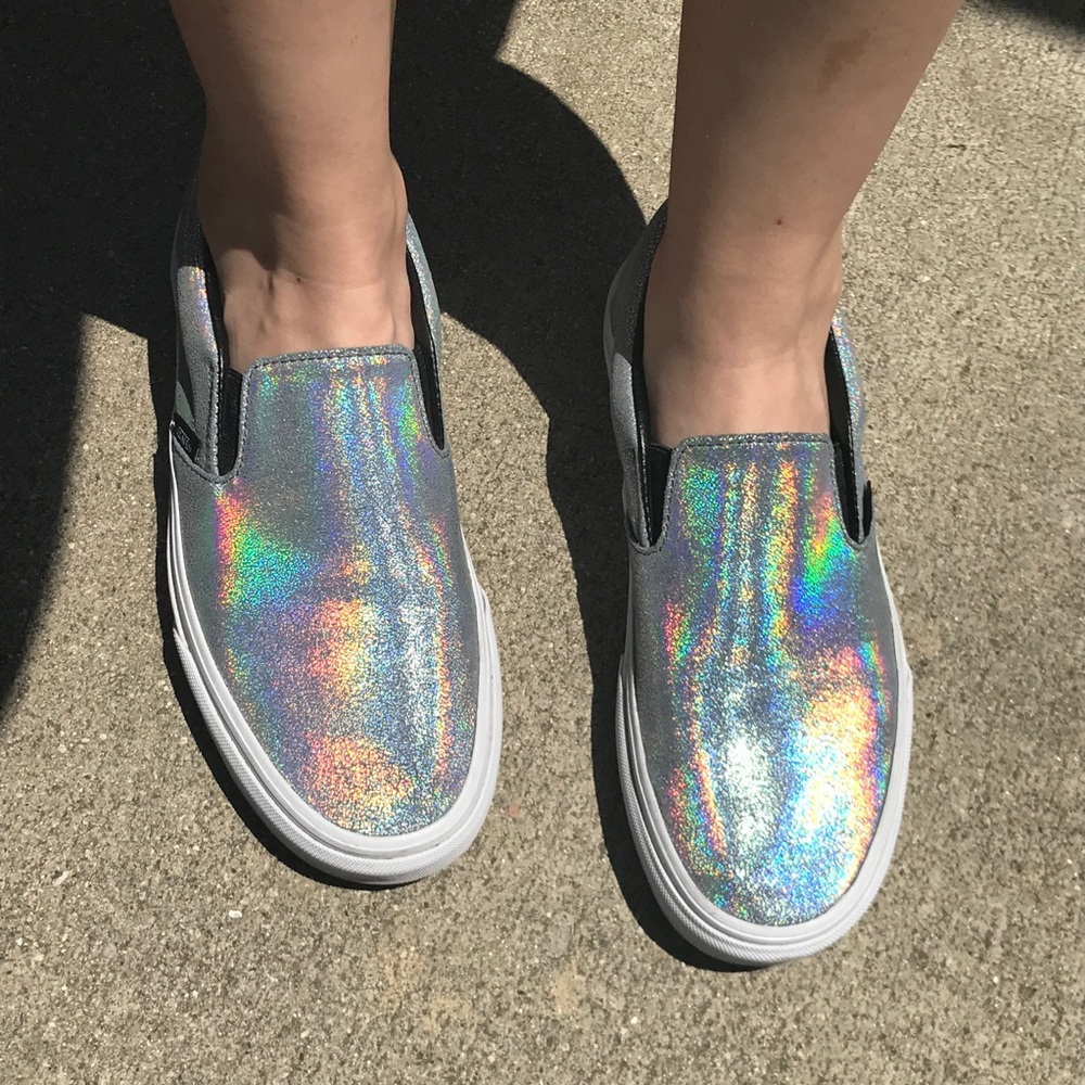 Holographic Slip- On Vans